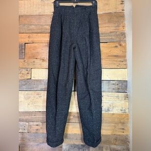 Vintage GJ Forbes Pants Womens 13/14 Black Wool Blend Lined Pink & Blue Stitched